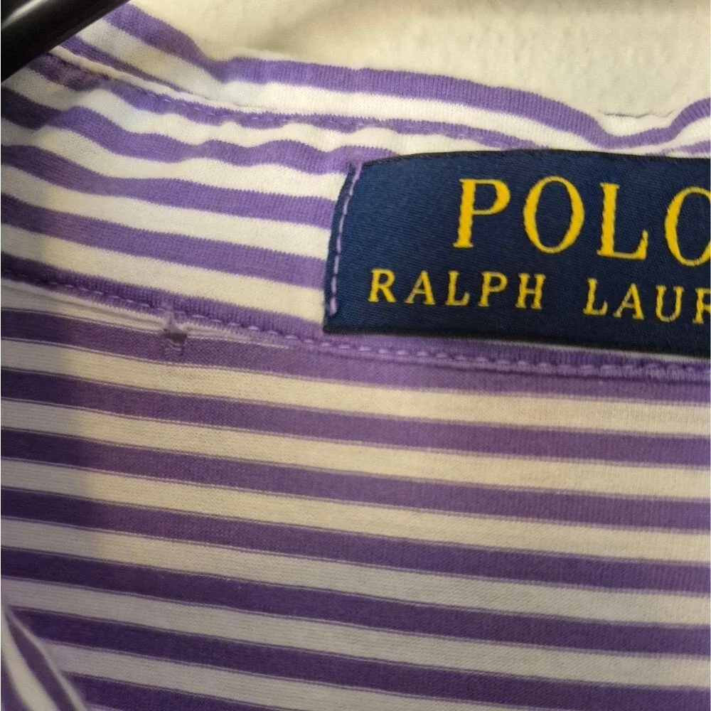 Polo by Ralph Lauren Men's Shirt in Purple and White Stripes Size Medium